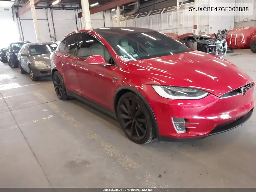 2016 Tesla Model X 75D/P100D/P90D VIN: 5YJXCBE47GF003888 Lot: 45523521