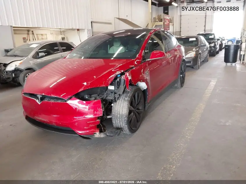 2016 Tesla Model X 75D/P100D/P90D VIN: 5YJXCBE47GF003888 Lot: 45523521