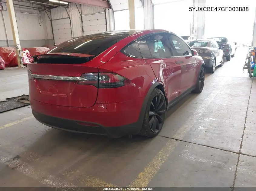 2016 Tesla Model X 75D/P100D/P90D VIN: 5YJXCBE47GF003888 Lot: 45523521