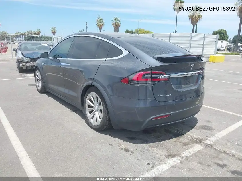 2016 Tesla Model X 60D/70D/75D/90D/P100D VIN: 5YJXCBE27GF015392 Lot: 45550996