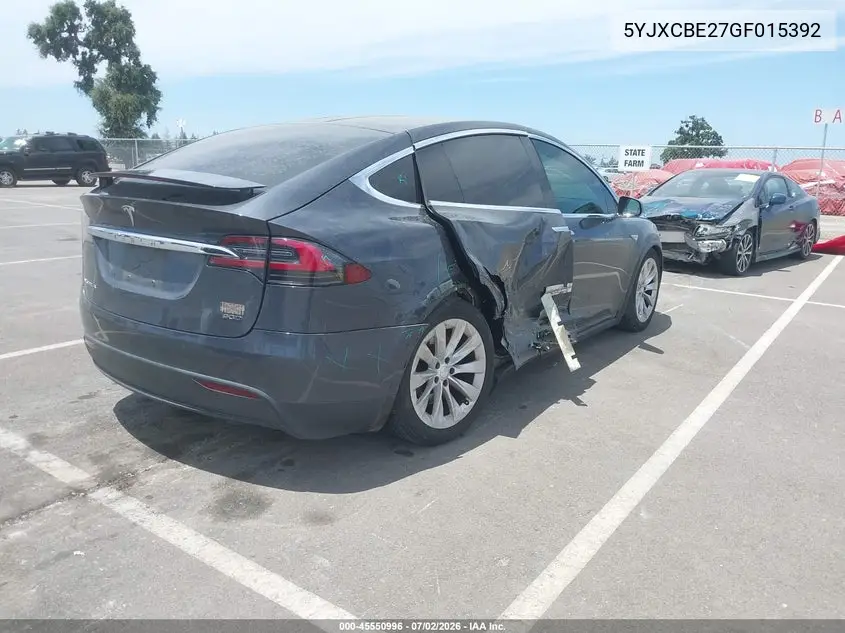 2016 Tesla Model X 60D/70D/75D/90D/P100D VIN: 5YJXCBE27GF015392 Lot: 45550996