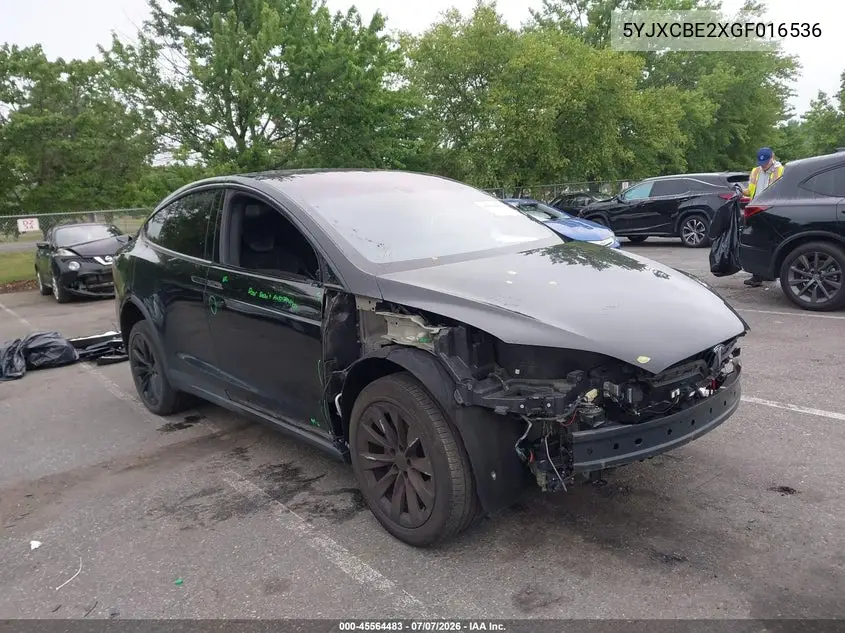 2016 Tesla Model X 60D/70D/75D/90D/P100D VIN: 5YJXCBE2XGF016536 Lot: 45564483