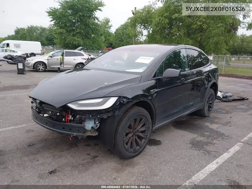 2016 Tesla Model X 60D/70D/75D/90D/P100D VIN: 5YJXCBE2XGF016536 Lot: 45564483