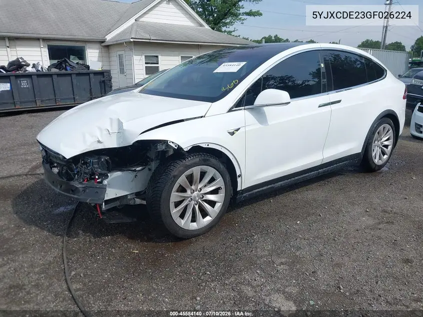 2016 Tesla Model X 60D/70D/75D/90D VIN: 5YJXCDE23GF026224 Lot: 45584140