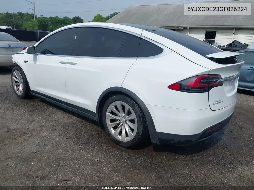 2016 Tesla Model X 60D/70D/75D/90D VIN: 5YJXCDE23GF026224 Lot: 45584140
