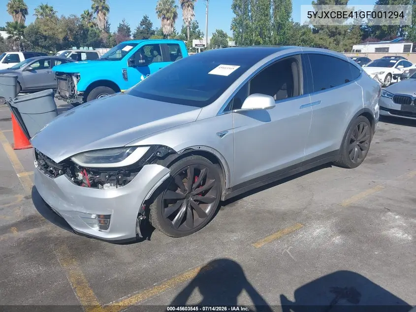 2016 Tesla Model X 75D/P100D/P90D VIN: 5YJXCBE41GF001294 Lot: 45603545