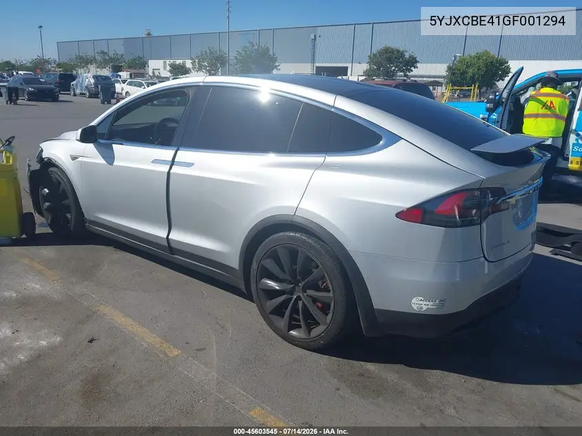 2016 Tesla Model X 75D/P100D/P90D VIN: 5YJXCBE41GF001294 Lot: 45603545