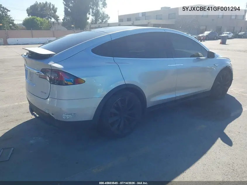 2016 Tesla Model X 75D/P100D/P90D VIN: 5YJXCBE41GF001294 Lot: 45603545