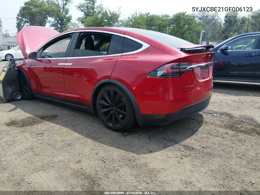 2016 Tesla Model X 60D/70D/75D/90D/P100D VIN: 5YJXCBE21GF006123 Lot: 45630990