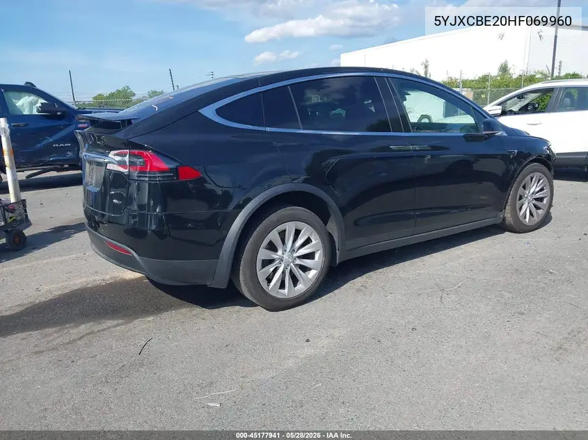 2017 Tesla Model X 100D/75D/90D VIN: 5YJXCBE20HF069960 Lot: 45177941