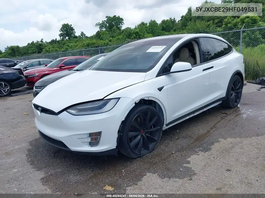 2017 Tesla Model X 100D/75D/90D VIN: 5YJXCBE29HF049531 Lot: 45285241
