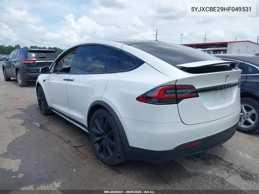 2017 Tesla Model X 100D/75D/90D VIN: 5YJXCBE29HF049531 Lot: 45285241