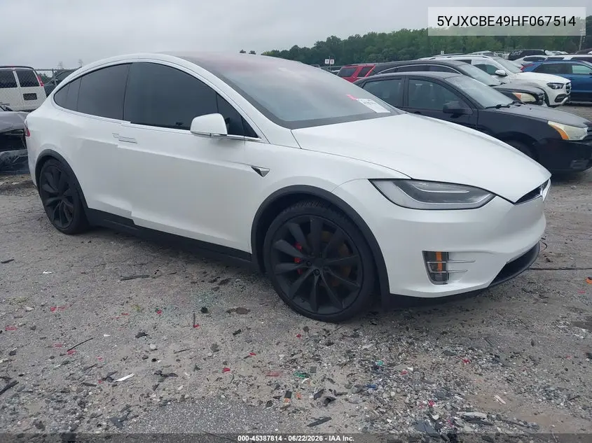 2017 Tesla Model X P100D VIN: 5YJXCBE49HF067514 Lot: 45387814