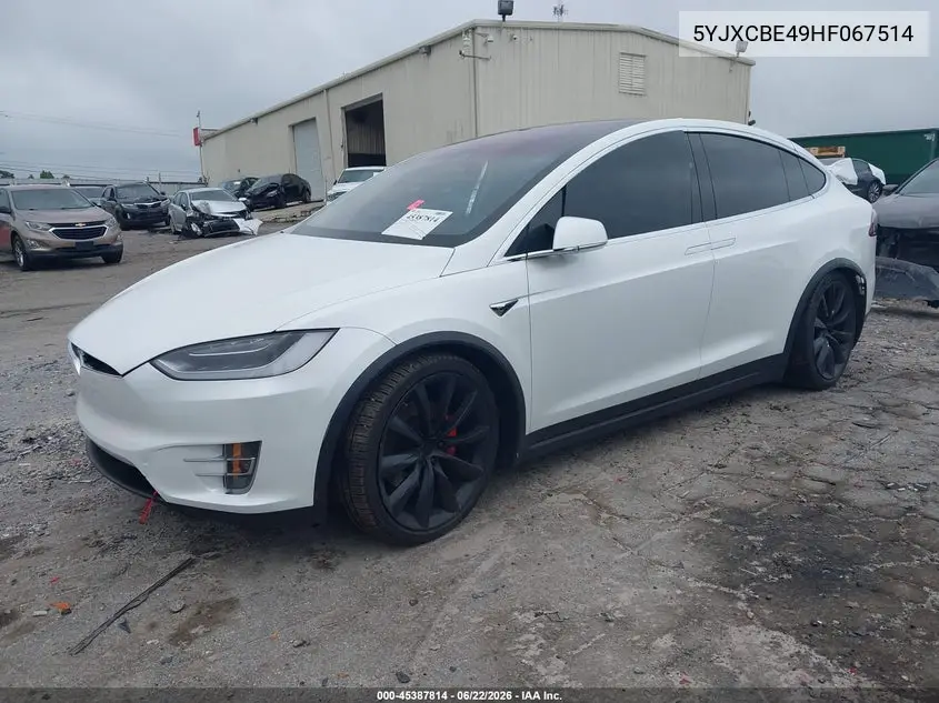 2017 Tesla Model X P100D VIN: 5YJXCBE49HF067514 Lot: 45387814
