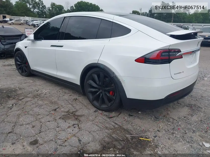 2017 Tesla Model X P100D VIN: 5YJXCBE49HF067514 Lot: 45387814