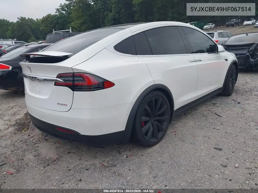2017 Tesla Model X P100D VIN: 5YJXCBE49HF067514 Lot: 45387814