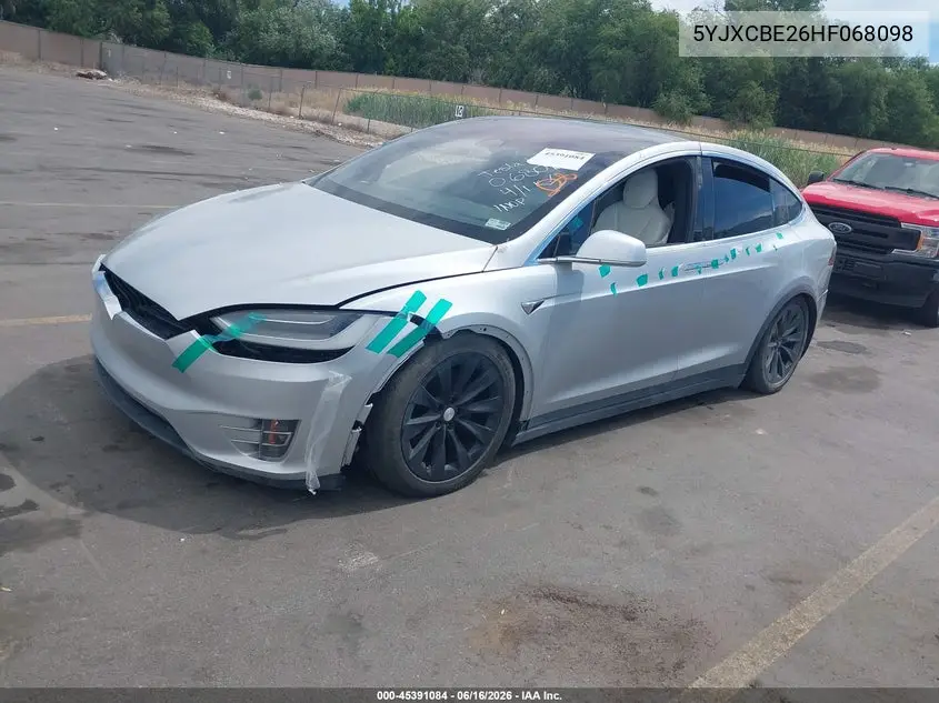 2017 Tesla Model X 100D/75D/90D VIN: 5YJXCBE26HF068098 Lot: 45391084