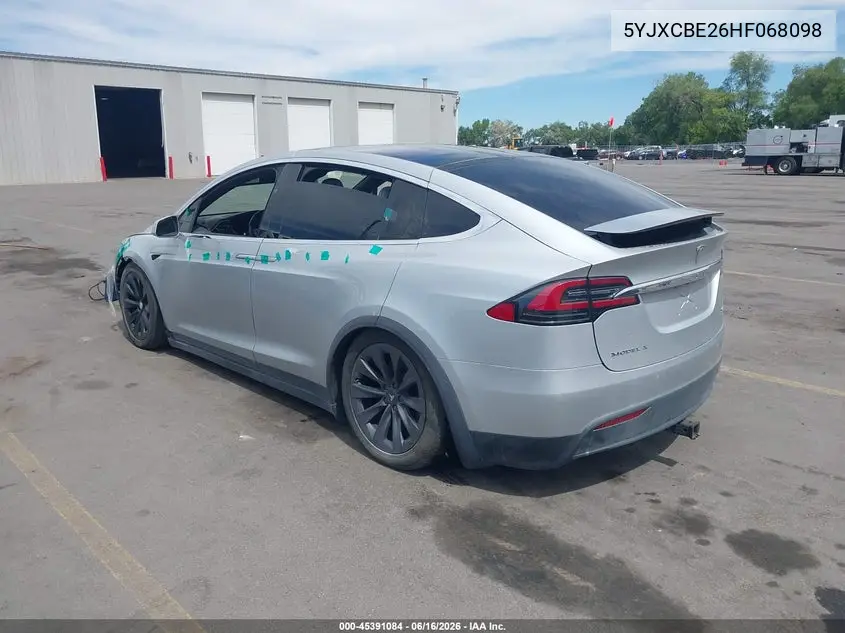 2017 Tesla Model X 100D/75D/90D VIN: 5YJXCBE26HF068098 Lot: 45391084