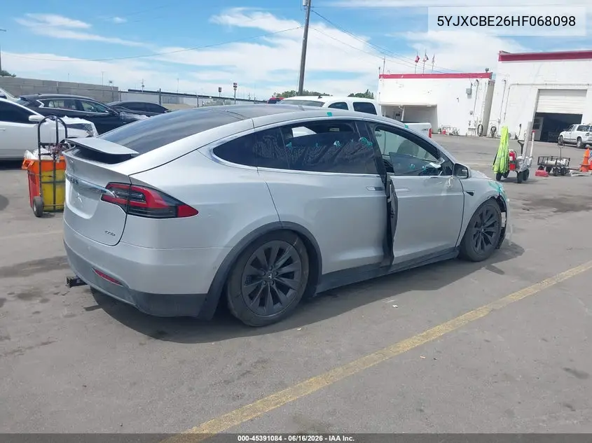 2017 Tesla Model X 100D/75D/90D VIN: 5YJXCBE26HF068098 Lot: 45391084