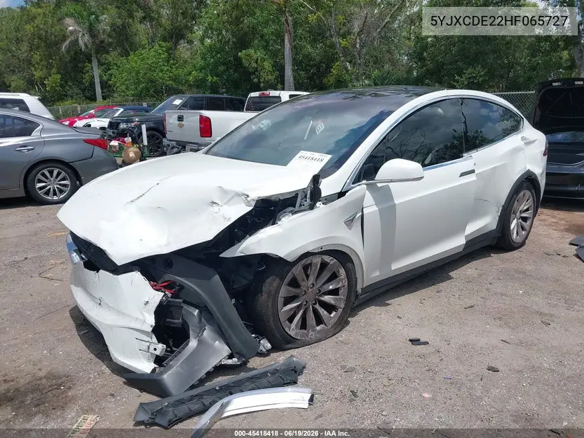 2017 Tesla Model X 100D/75D/90D VIN: 5YJXCDE22HF065727 Lot: 45418418