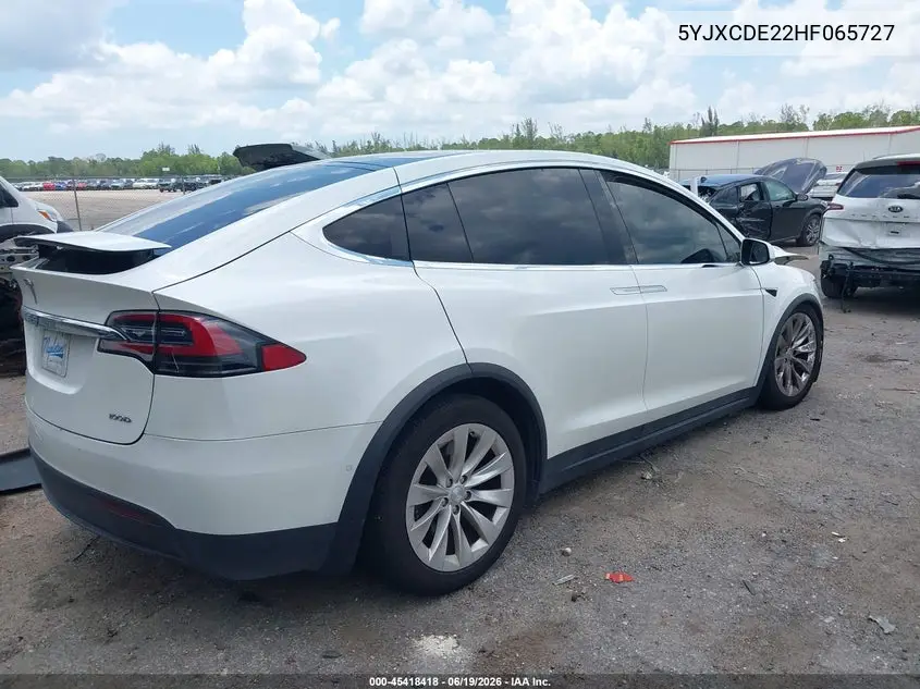 2017 Tesla Model X 100D/75D/90D VIN: 5YJXCDE22HF065727 Lot: 45418418