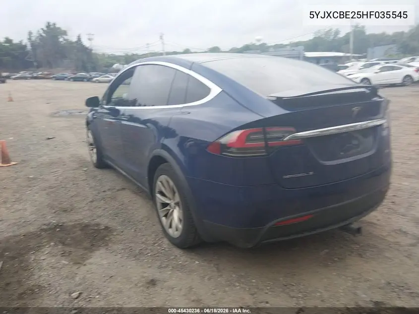 2017 Tesla Model X 100D/75D/90D VIN: 5YJXCBE25HF035545 Lot: 45430236