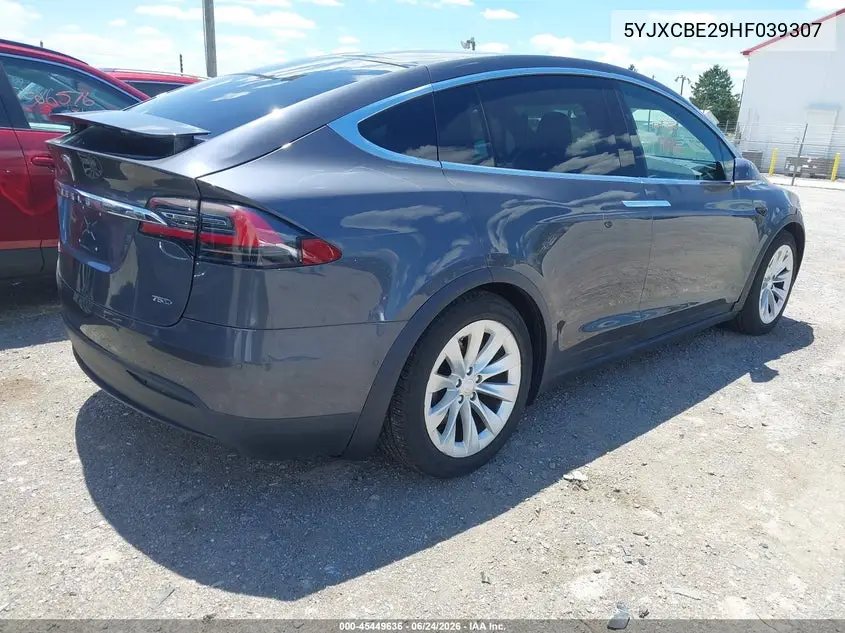 2017 Tesla Model X VIN: 5YJXCBE29HF039307 Lot: 45449636