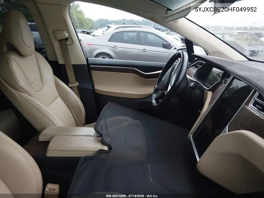 2017 Tesla Model X 100D/75D/90D VIN: 5YJXCBE20HF049952 Lot: 45474299