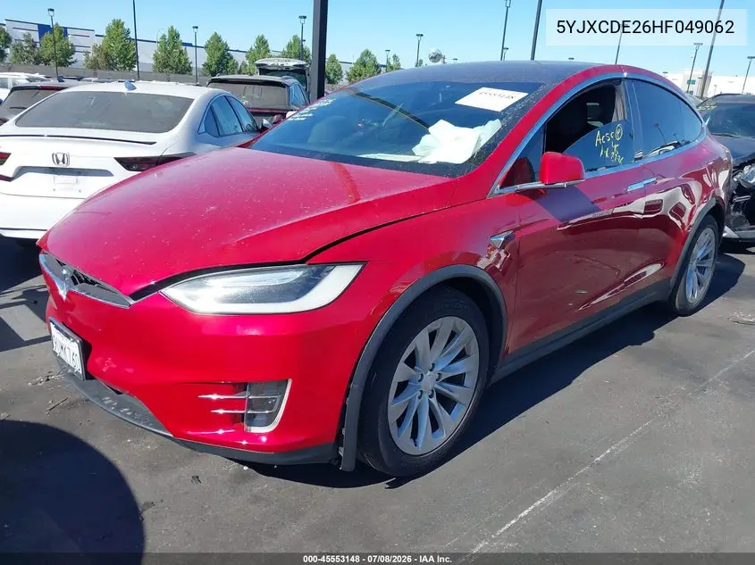 2017 Tesla Model X 100D/75D/90D VIN: 5YJXCDE26HF049062 Lot: 45553148