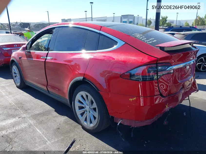 2017 Tesla Model X 100D/75D/90D VIN: 5YJXCDE26HF049062 Lot: 45553148