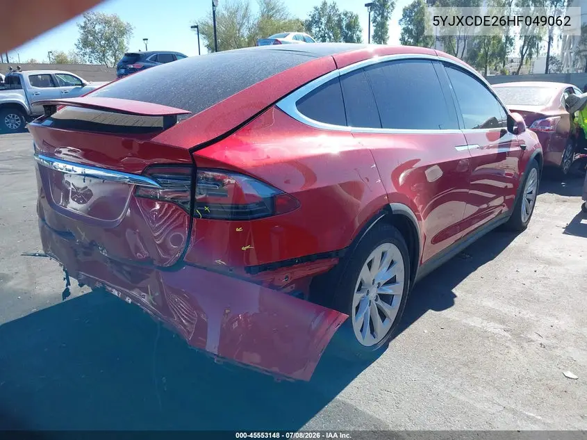 2017 Tesla Model X 100D/75D/90D VIN: 5YJXCDE26HF049062 Lot: 45553148