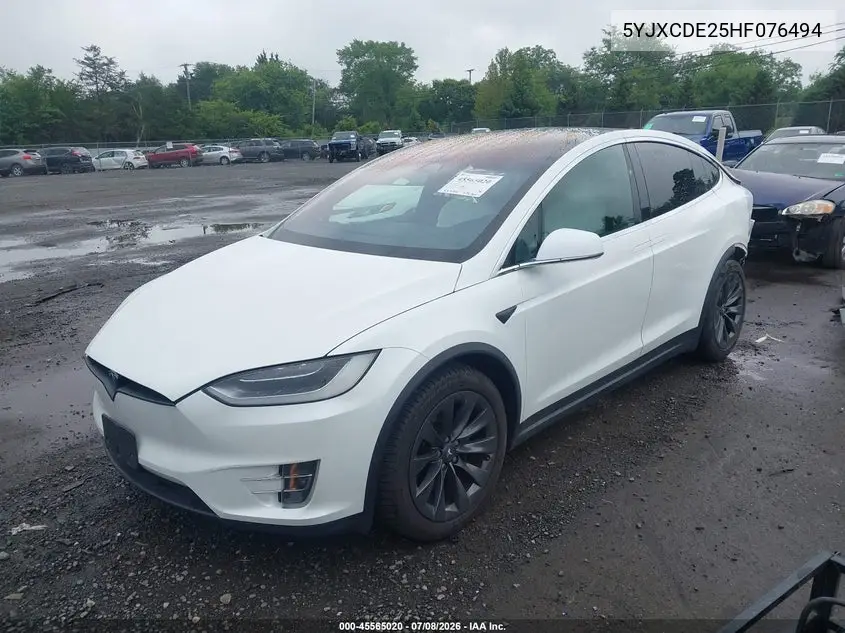 2017 Tesla Model X 100D/75D/90D VIN: 5YJXCDE25HF076494 Lot: 45565020