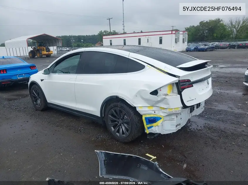 2017 Tesla Model X 100D/75D/90D VIN: 5YJXCDE25HF076494 Lot: 45565020