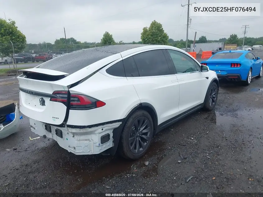 2017 Tesla Model X 100D/75D/90D VIN: 5YJXCDE25HF076494 Lot: 45565020