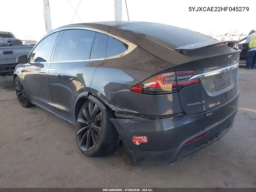2017 Tesla Model X 100D/75D/90D VIN: 5YJXCAE22HF045279 Lot: 45593808