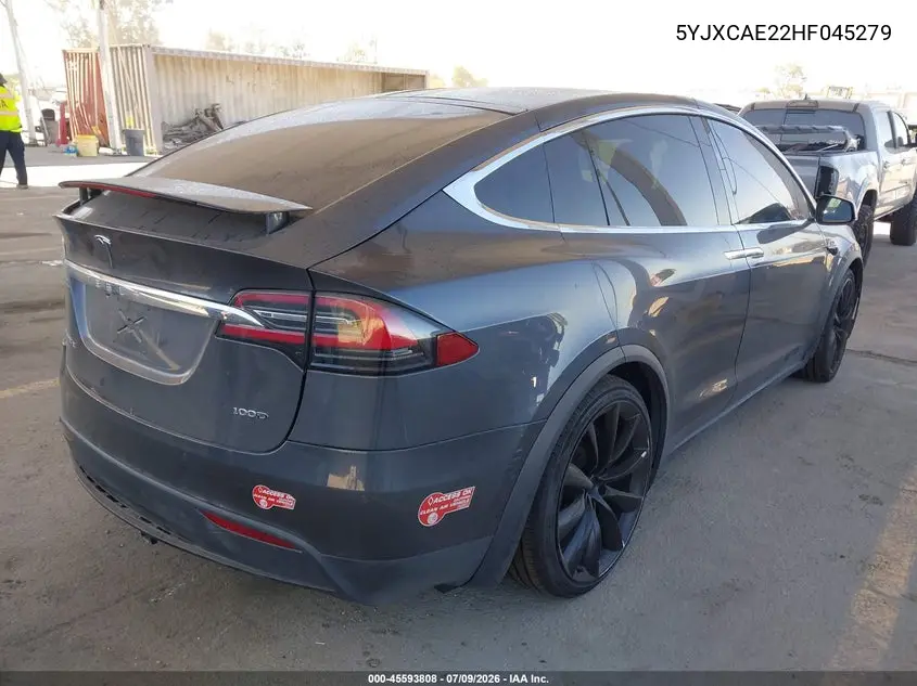 2017 Tesla Model X 100D/75D/90D VIN: 5YJXCAE22HF045279 Lot: 45593808
