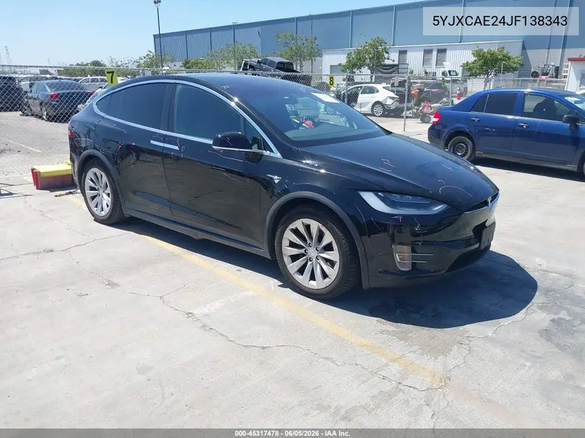 2018 Tesla Model X 100D/75D/P100D VIN: 5YJXCAE24JF138343 Lot: 45317478