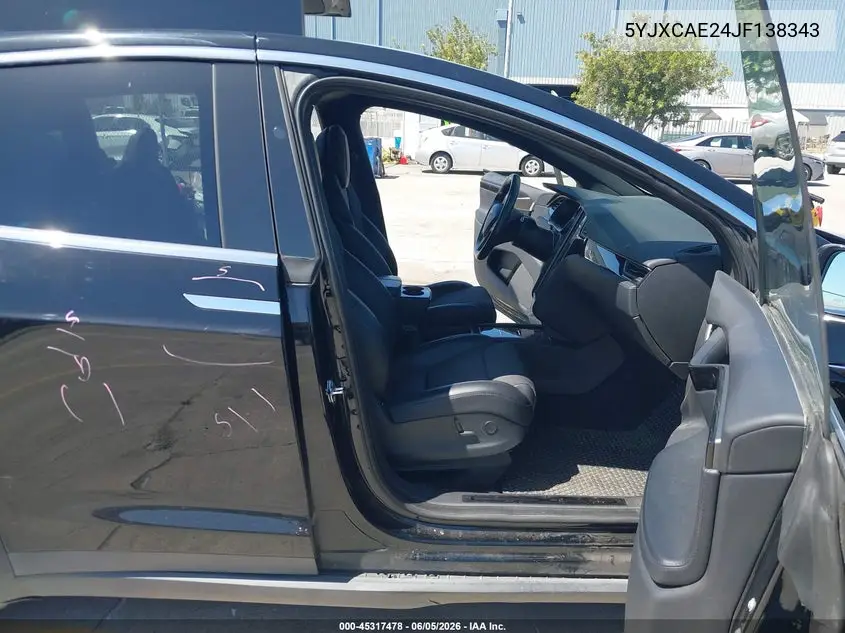 2018 Tesla Model X 100D/75D/P100D VIN: 5YJXCAE24JF138343 Lot: 45317478
