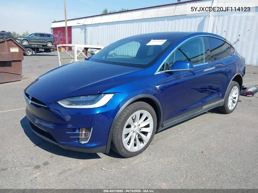 2018 Tesla Model X 100D/75D/P100D VIN: 5YJXCDE20JF114123 Lot: 45318589