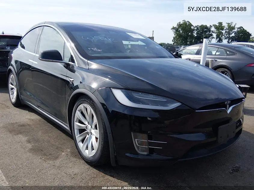 2018 Tesla Model X VIN: 5YJXCDE28JF139688 Lot: 45330018