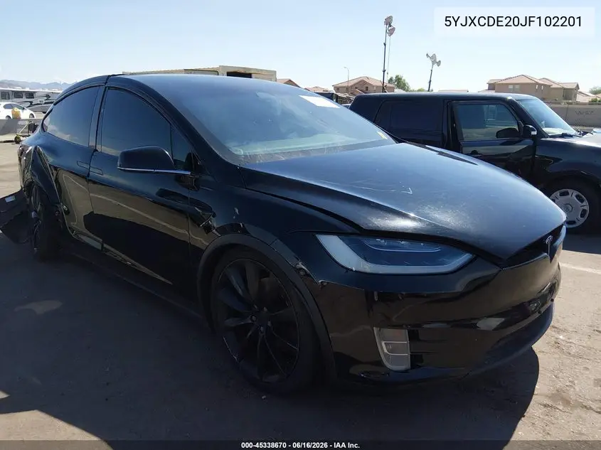 2018 Tesla Model X 100D/75D/P100D VIN: 5YJXCDE20JF102201 Lot: 45338670