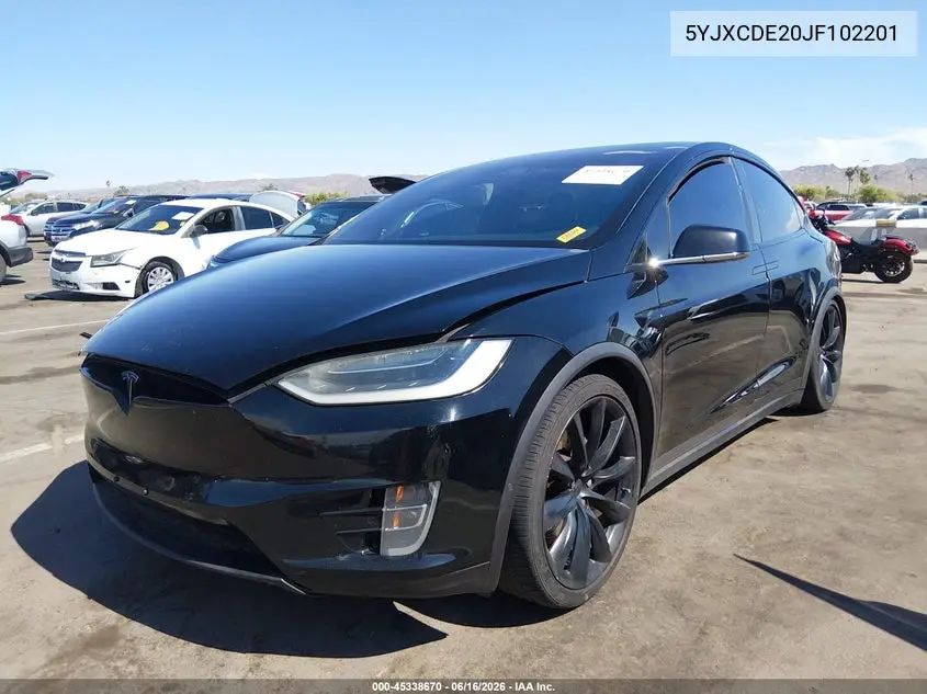 2018 Tesla Model X 100D/75D/P100D VIN: 5YJXCDE20JF102201 Lot: 45338670