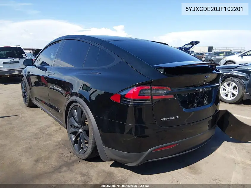 2018 Tesla Model X 100D/75D/P100D VIN: 5YJXCDE20JF102201 Lot: 45338670
