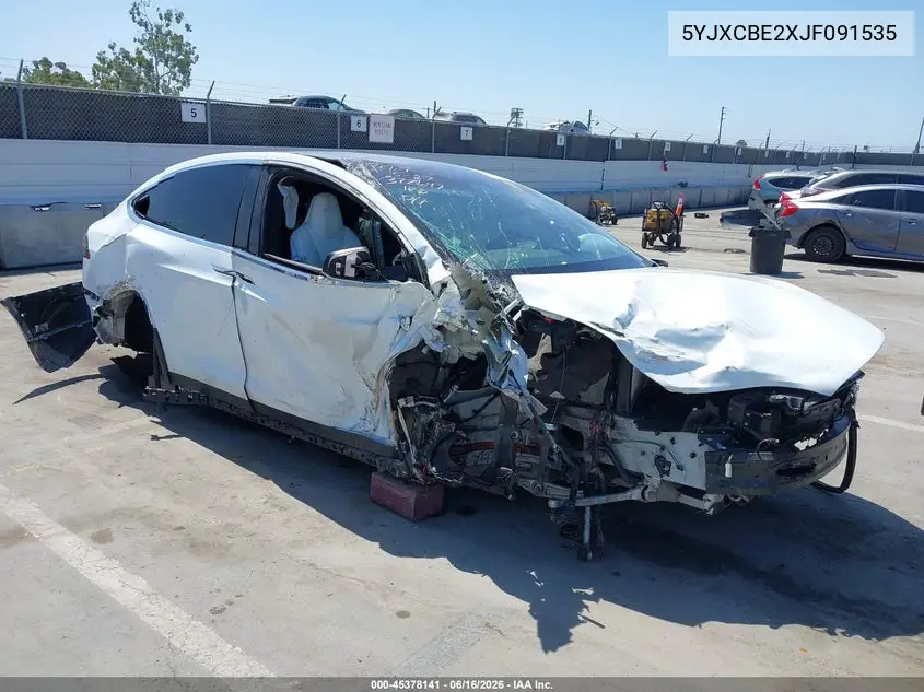 2018 Tesla Model X 100D/75D/P100D VIN: 5YJXCBE2XJF091535 Lot: 45378141
