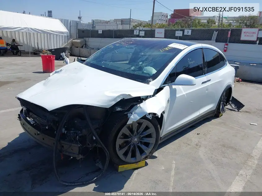 2018 Tesla Model X 100D/75D/P100D VIN: 5YJXCBE2XJF091535 Lot: 45378141
