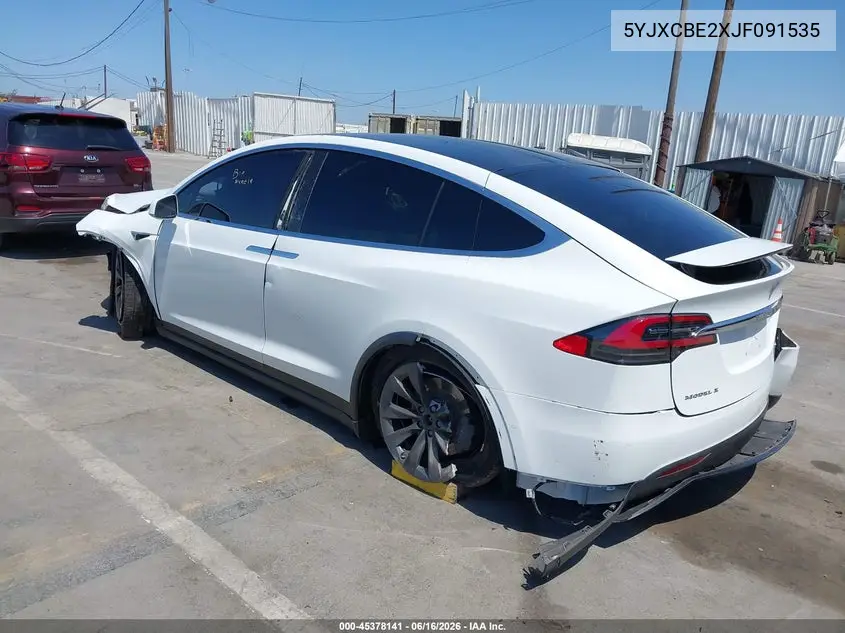 2018 Tesla Model X 100D/75D/P100D VIN: 5YJXCBE2XJF091535 Lot: 45378141