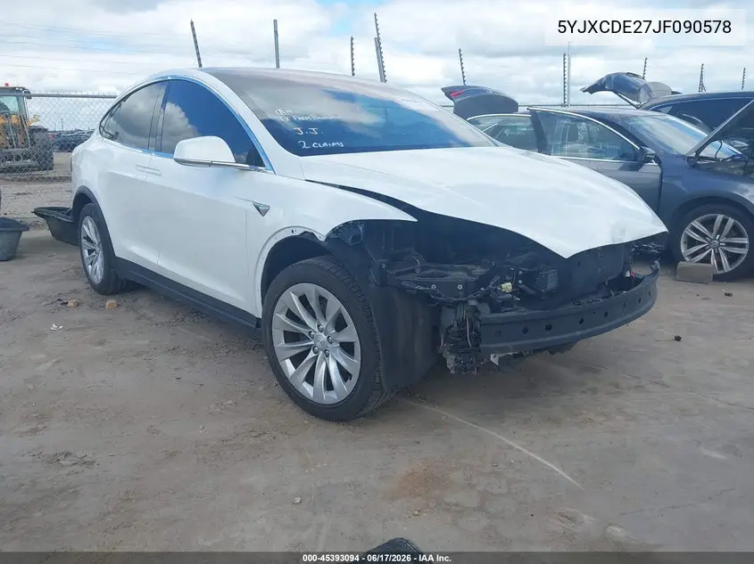 2018 Tesla Model X 100D/75D/P100D VIN: 5YJXCDE27JF090578 Lot: 45393094
