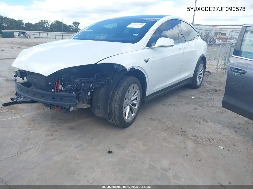 2018 Tesla Model X 100D/75D/P100D VIN: 5YJXCDE27JF090578 Lot: 45393094