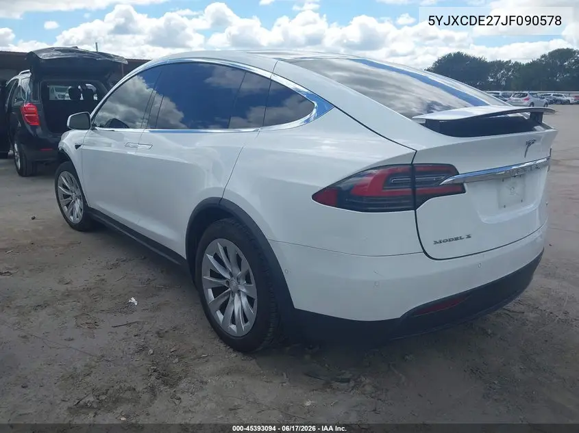 2018 Tesla Model X 100D/75D/P100D VIN: 5YJXCDE27JF090578 Lot: 45393094