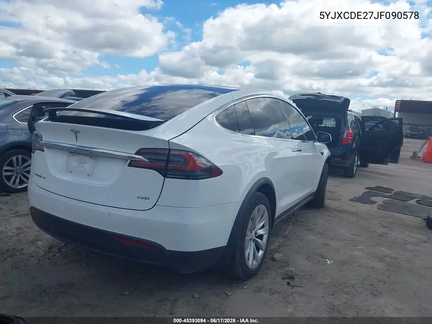 2018 Tesla Model X 100D/75D/P100D VIN: 5YJXCDE27JF090578 Lot: 45393094